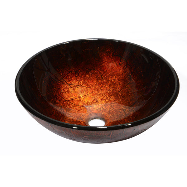 Dawn? Tempered glass, hand-painted glass vessel sink-round shape, Brown
