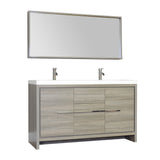 Ripley 57" Double Modern Bathroom Vanity Set in Gray with Mirror