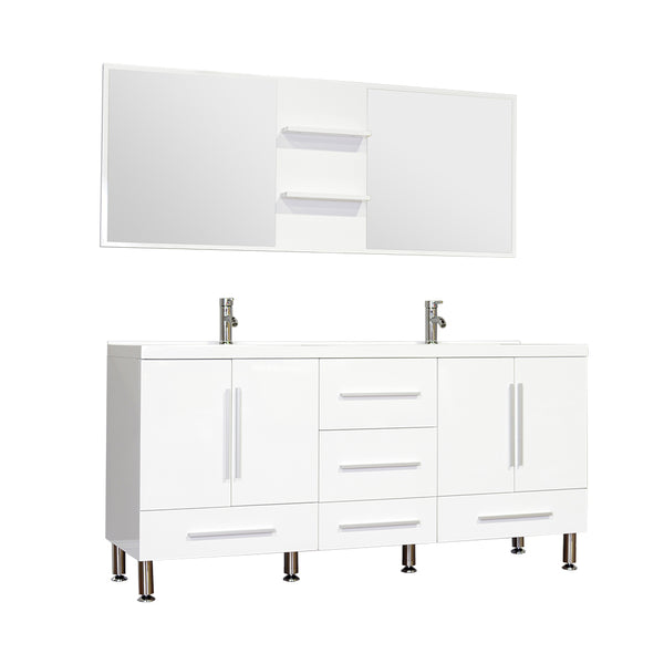 Ripley 67" Double Modern Bathroom Vanity in White without Mirror