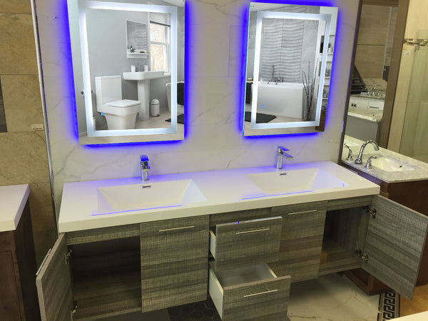 Eviva EVMR03-72X30-LED Lite Wall Mounted Modern Bathroom Vanity Backlit Lighted LED Mirror