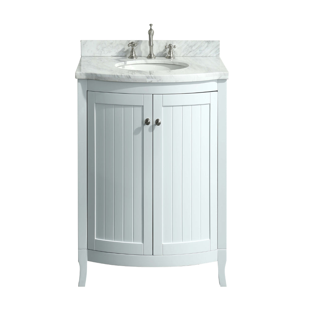 Eviva Odessa Zinx+? 24? White Bathroom Vanity with White Carrera Marbl