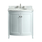 Eviva Odessa Zinx+? 30? White Bathroom Vanity with White Carrera Marble Counter-top and Porcelain Sink