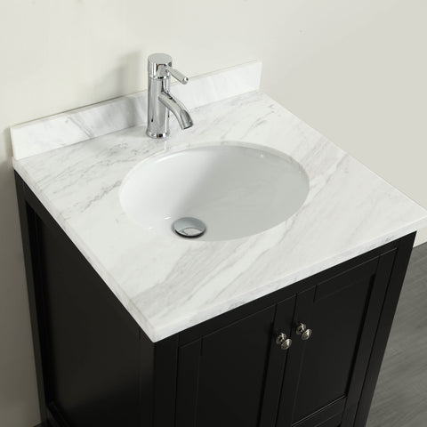 Eviva Lime? 24" Bathroom Vanity Espresso with White Marble Carrera Top