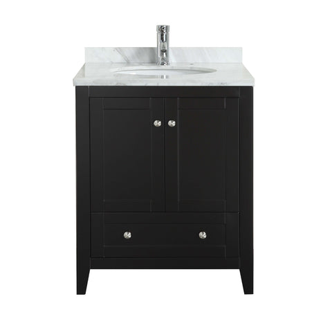 Eviva Lime? 30? Bathroom Vanity Espresso with White Marble Carrera Top