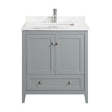 Eviva Lime? 30" Bathroom Vanity Chilled Grey with White Marble Carrera Top