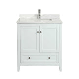Eviva Lime? 30" Bathroom Vanity White with White Marble Carrera Top
