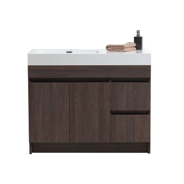 Eviva Beach? 39" Grey Oak Modern Bathroom Vanity Set with Integrated White Acrylic Sink