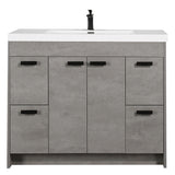 Eviva Lugano 42" Cement Gray Modern Bathroom Vanity w/ White Integrated Top