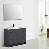 Eviva Lugano 42" Gray Modern Bathroom Vanity w/ White Integrated Top