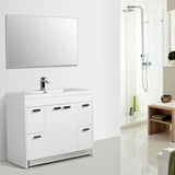 Eviva Lugano 42" White Modern Bathroom Vanity w/ White Integrated Top