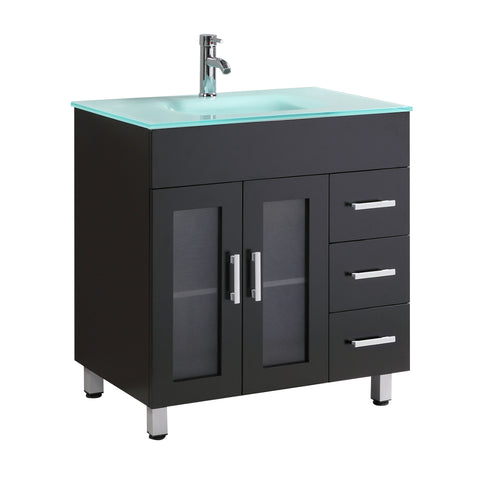 Eviva Shore 30" Modern Bathroom Vanity with Integrate Glass Sink