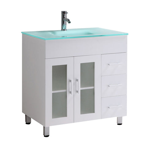 Eviva Shore 30" Modern Bathroom Vanity with Integrate Glass Sink