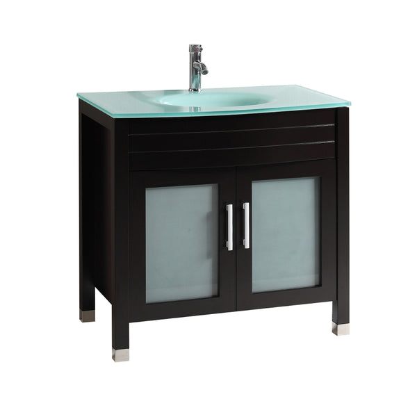 Eviva Roca 36" Espresso Bathroom Cabinet with Integrated Glass Tempered Sink