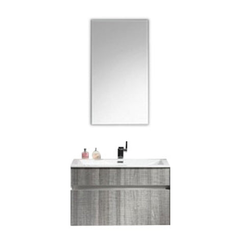 Eviva Ashy 24" Wall Mount Modern Bathroom Vanity Set Ash Gray  (Grey) with White Integrated Sink