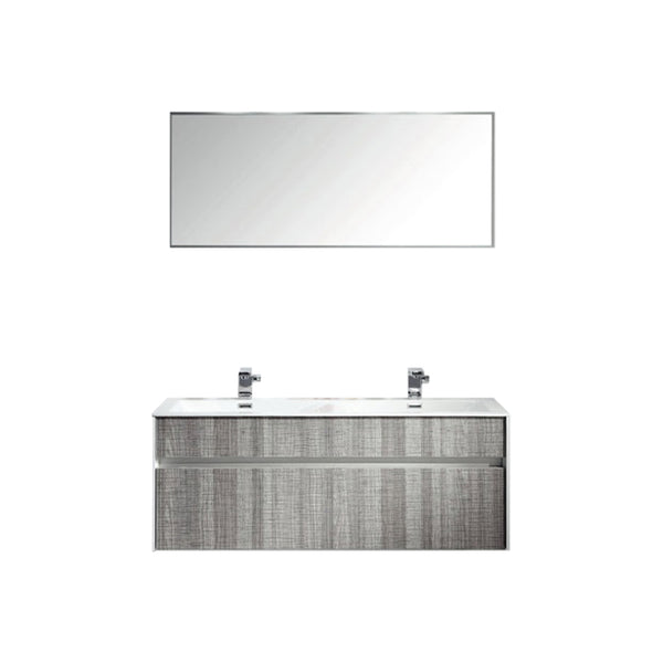 Eviva Ashy 48" Wall Mount Modern Bathroom Vanity Set Ash Gray  (Grey) with White Integrated double Sink
