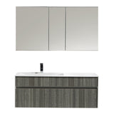 Eviva Ashy 48" Wall Mount Modern Bathroom Vanity Set High Gloss Ash Gray  (Grey) with White Integrated Single Sink