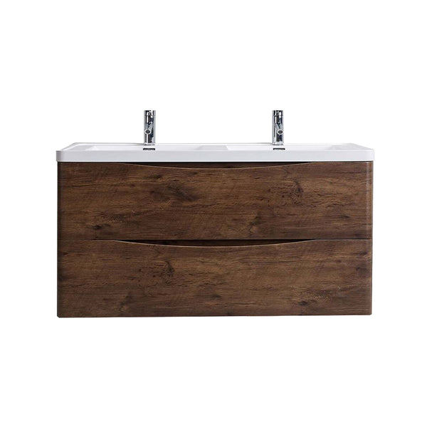 Eviva Smile? 48" Rosewood Modern Bathroom Vanity Set with Integrated White Acrylic Double Sink Wall Mount