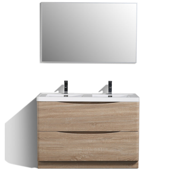 Eviva Smile? 48" White-Oak Modern Bathroom Vanity Set with Integrated White Acrylic Double Sink