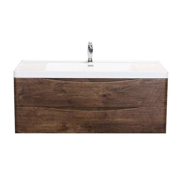 Eviva Smile? 48" Rosewood Modern Bathroom Vanity Set with Integrated White Acrylic Single Sink Wall Mount