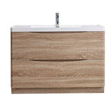 Eviva Smile? 48" White Oak Modern Bathroom Vanity Set with Integrated White Acrylic Sink