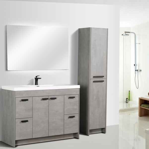 Eviva Lugano 48" Cement Gray Modern Bathroom Vanity w/ White Integrated Top