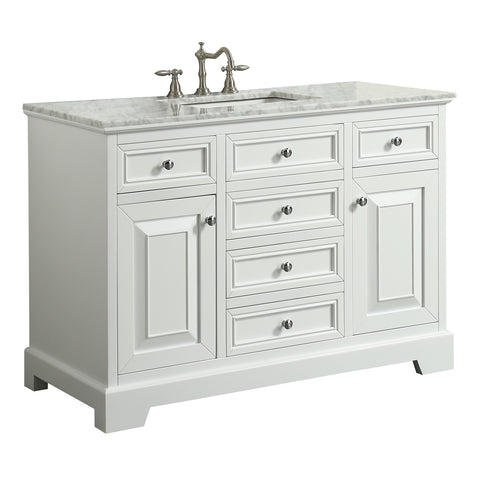 Eviva Monroe 42" White Transitional Bathroom Vanity w/ White Carrara Top