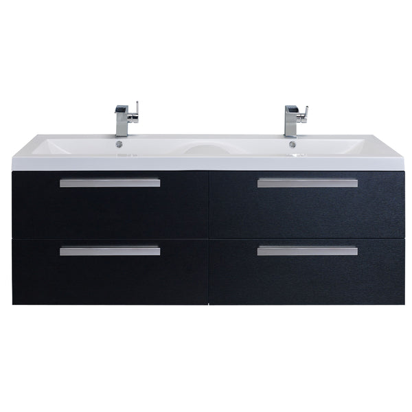 Eviva Largo? 57" Black-Wood Modern Bathroom Vanity Set with Integrated White Acrylic Double Sink