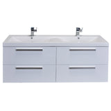 Eviva Largo? 57" White Modern Bathroom Vanity Set with Integrated White Acrylic Double Sink