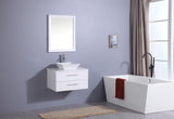 Totti Wave 24" White Modern Bathroom Vanity w/ Super White Man-Made Stone Top & Sink