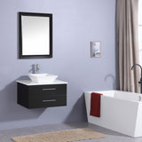 Totti Wave 30" Espresso Modern Bathroom Vanity w/ Super White Man-Made Stone Top & Sink