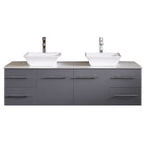 Eviva Lugano 60" Gray Modern Double Sink Bathroom Vanity w/ White Integrated Top