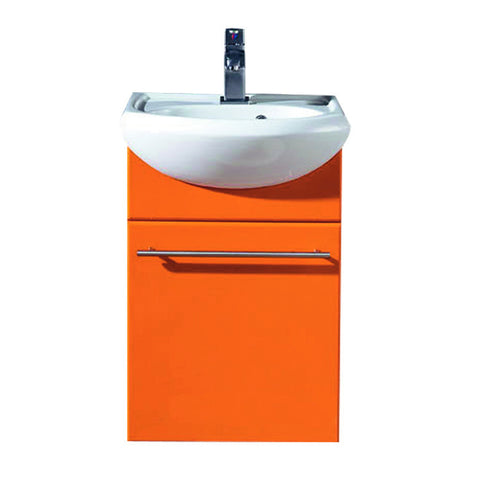 Eviva Venti 18" Wall Mount Orange Modern Bathroom Vanity with White Integrated Porcelain Sink