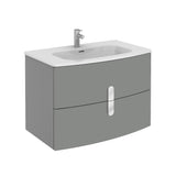 Eviva Cali 31" Wall Mount Grey Modern Bathroom Vanity with White Integrated Porcelain Sink