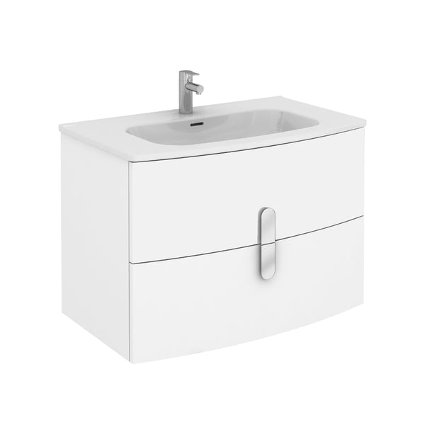 Eviva Cali 31" Wall Mount White Modern Bathroom Vanity with White Integrated Porcelain Sink
