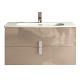 Eviva Cali 39" Wall Mount Brown Modern Bathroom Vanity with White Integrated Porcelain Sink