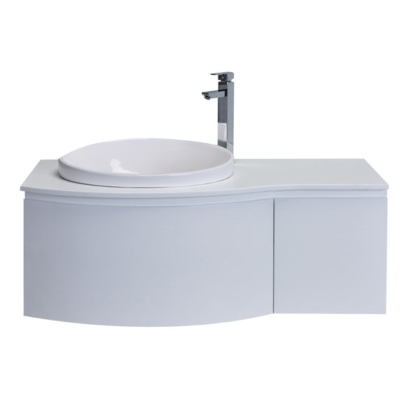 Eviva Curvy 48" White Modern Bathroom Vanity, Wall Mount with Glassos Counter-top & Sink