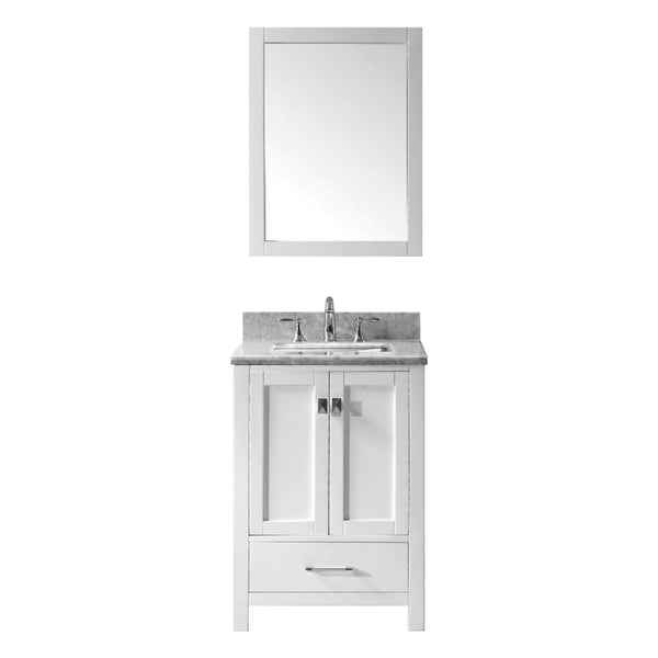 Eviva Aberdeen 24 Transitional White Bathroom Vanity with White Carrera Countertop