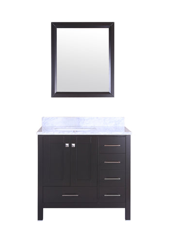 Eviva Aberdeen 36 Transitional Espresso Bathroom Vanity with White Carrera Countertop