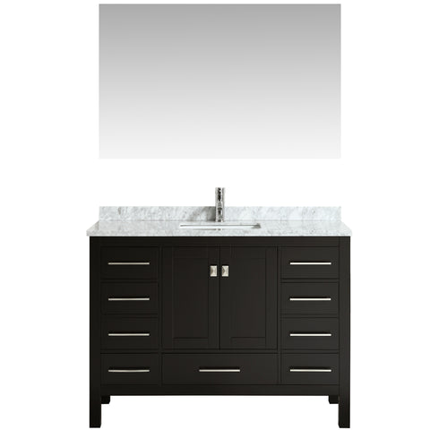 Eviva Aberdeen 48 Transitional Espresso Bathroom Vanity with White Carrera Countertop