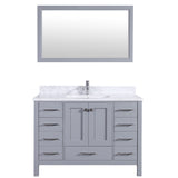 Eviva Aberdeen 48" Transitional Grey Bathroom Vanity with White Carrera Countertop & Square Sink