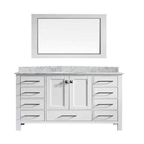 Eviva Aberdeen 60 Transitional White Single Bathroom Vanity with White Carrera Countertop