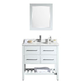 Eviva Natalie F.? 36" White Bathroom Vanity with White Carrera Marble Counter-top & White Porcelain Sink 