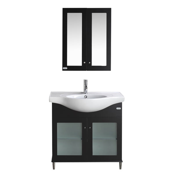 Eviva Tux? 36" Espresso Transitional Bathroom Vanity with White Integrated Porcelain Sink