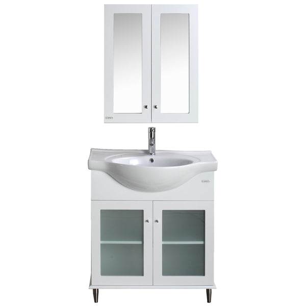Eviva Tux? 36" White Transitional Bathroom Vanity with White Integrated Sink