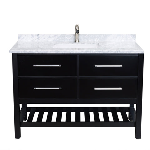 Eviva Natalie F.? 48" Espresso Bathroom Vanity with White Carrera Marble Counter-top & a porcelain sink 