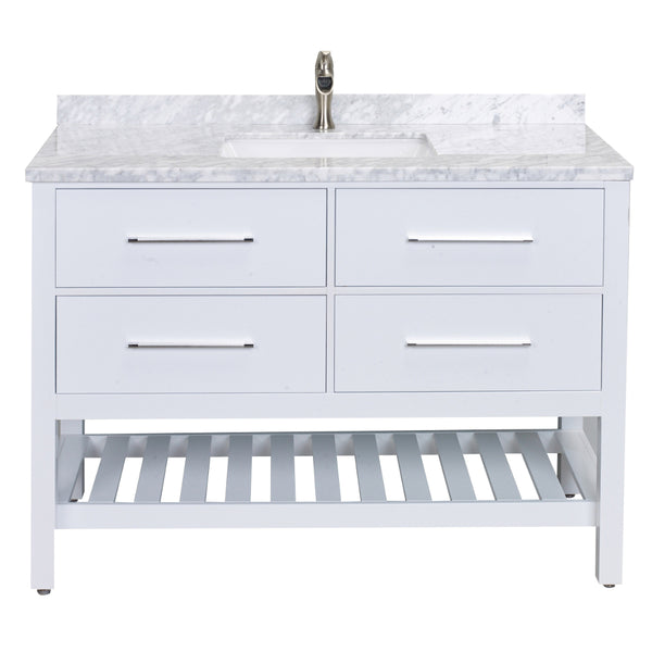 Eviva Natalie F.? 48" White Bathroom Vanity with White Carrera Marble Counter-top & a porcelain sink 