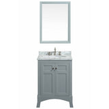 Eviva New York 24" Grey Bathroom Vanity, with White Marble Carrera Counter-top, & Sink