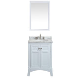 Eviva New York 24" White Bathroom Vanity, with White Marble Carrera Counter-top, & Sink