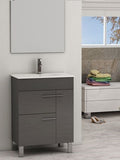 Eviva Cup? 24" Grey Modern Bathroom Vanity with White Integrated Porcelain Sink 
