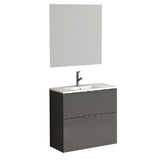 Eviva Galsaky 24" Grey Modern Bathroom Vanity Wall Mount with White Integrated Porcelain Sink 